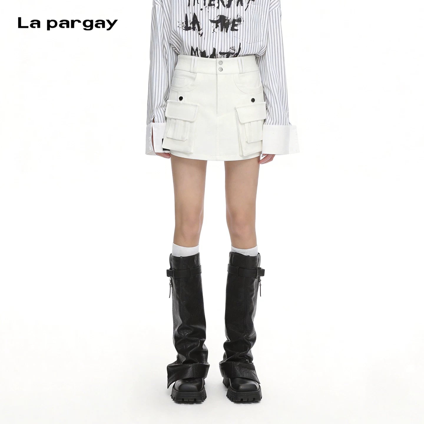 Lapargay High-waist cargo skirt, multi-pocket design, daily versatile and flattering L69209207V