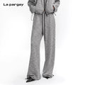 Lapargay [Sleeping Paris] Double-side zipper knitted wide-leg pants Simple straight L75302802V