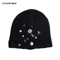 Lapargay Knit Cold Hat with Broken Edges Metal Decoration Cool and Warm without Bulge L75406003X