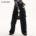 Lapargay high waist long cargo pants 2026 new women black personality casual straight niche pants