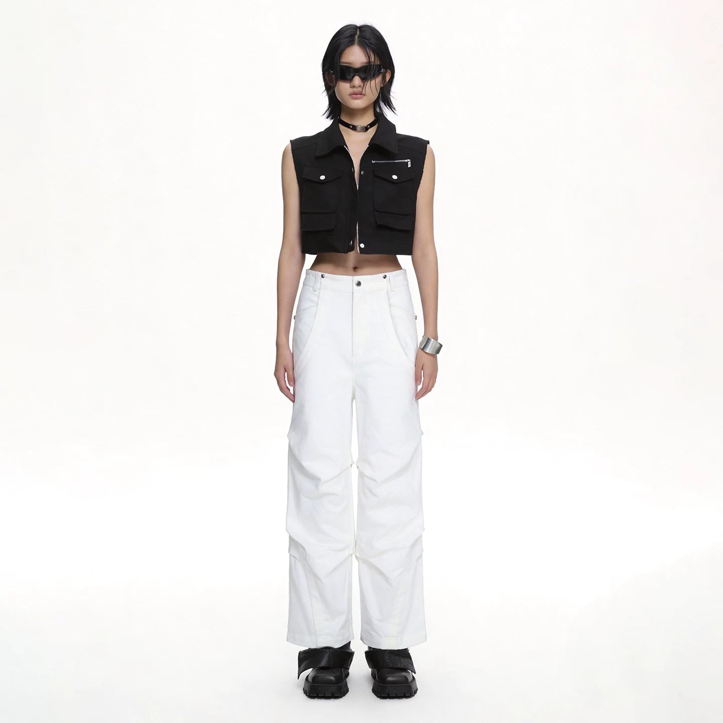 Lapargay 3D Pleated Casual Pants Panel Cut Loose Fit Slimming Without Body Shape Limits L66302688C