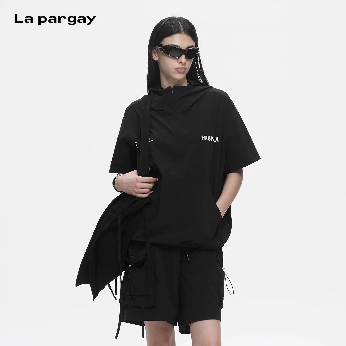 Lapargay Minimalist Short Jacket Drop Shoulder Loose Fit Street Casual Top L78201912C