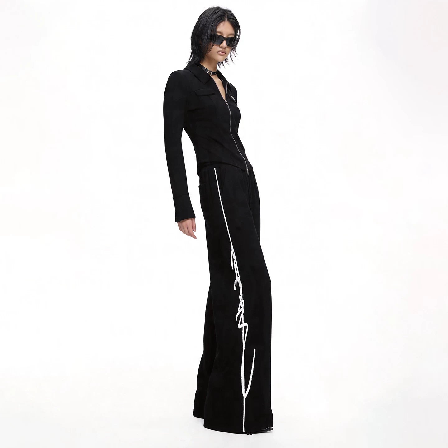 Lapargay High-Waist Drawstring Wide-Leg Pants Conceals Fat and Shows Slimness Side Graphic Print L75202806V