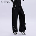 Lapargay Straight Pocket Cargo Pants 2026 Spring New Trendy Personalized Casual Long Pants Women Design Zipper Floor-Length Pants