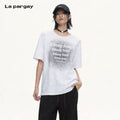 Lapargay Crew Neck Short Sleeve T-shirt Wrinkled Texture Fabric Washed Bleached Letter Print L75200220V