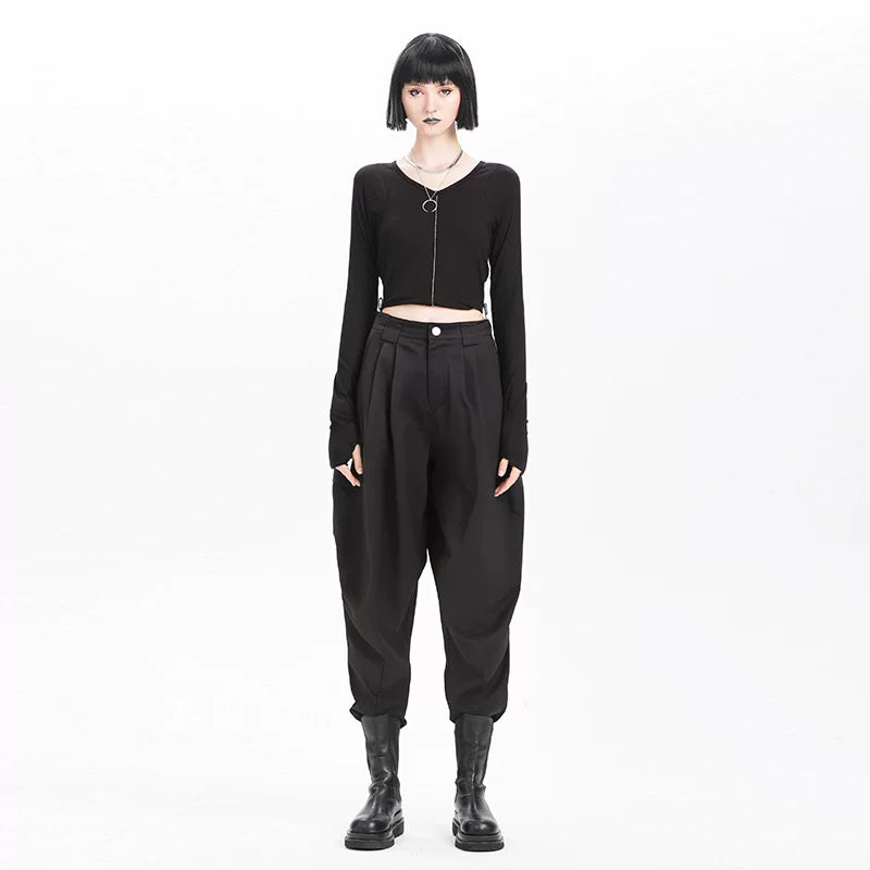 Lapargay pure cotton tapered casual wide-leg pants 2026 spring new style women's personalized fashion pants