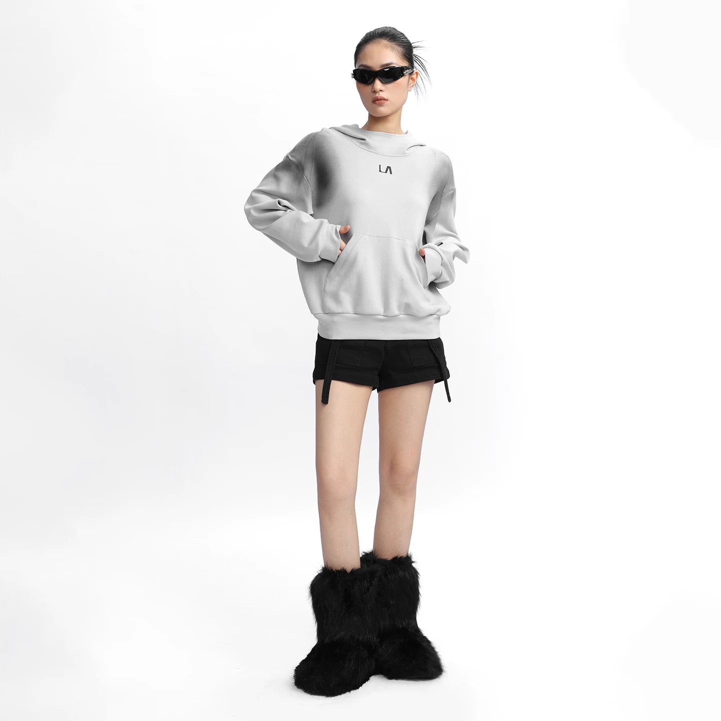 Lapargay 【Strange Paradise】Gradient Draped Hoodie Deep Aesthetic L75301981B