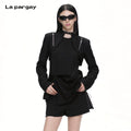 Lapargay Techwear Short Jacket with Zipper Decoration Personalized Choker Design L69101216V