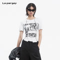 Lapargay crew neck short sleeve T-shirt, fitted waist design, visible seam line detailing L78200223V