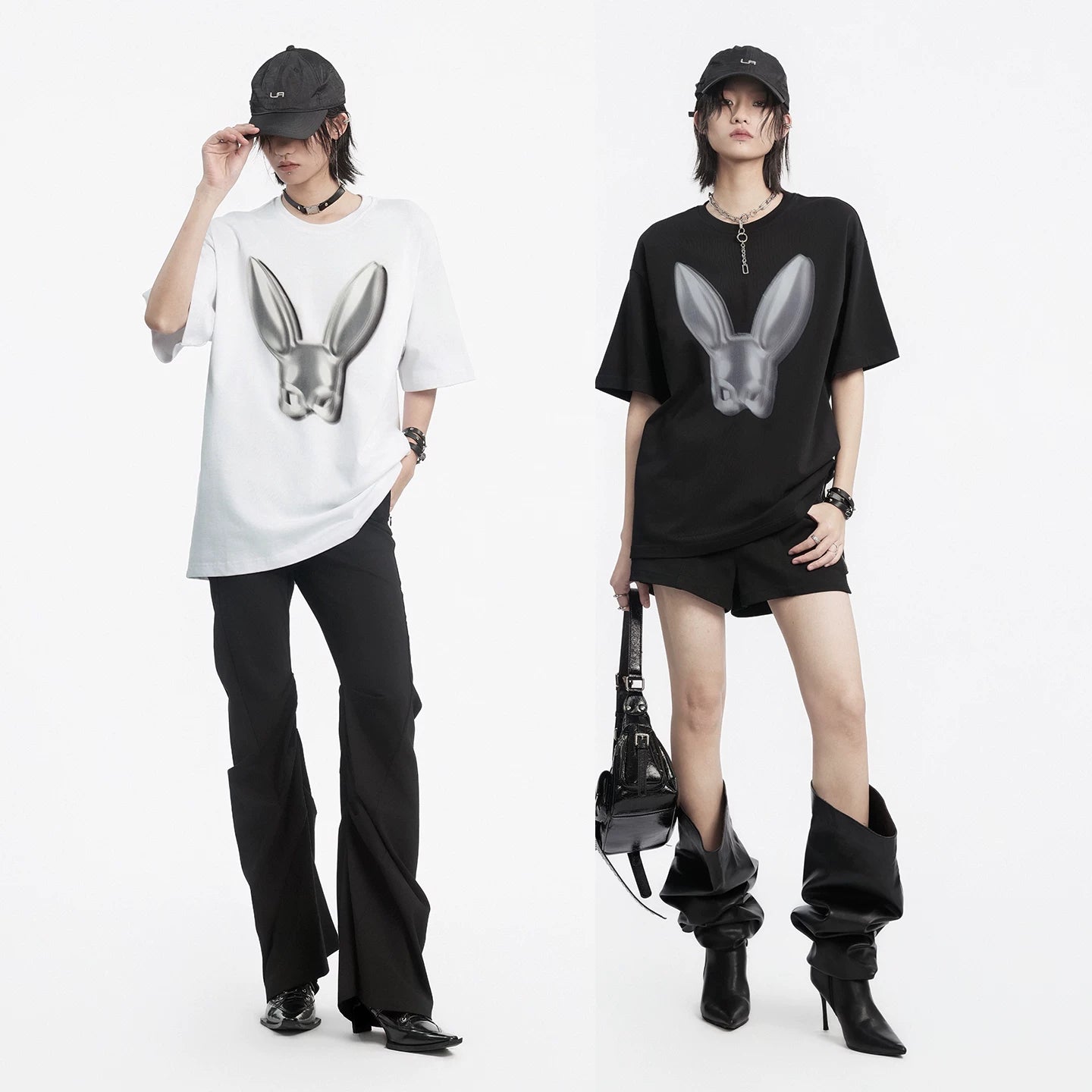 Lapargay 3D rabbit head design skin-friendly pure cotton fabric loose silhouette commuter top L66200232C