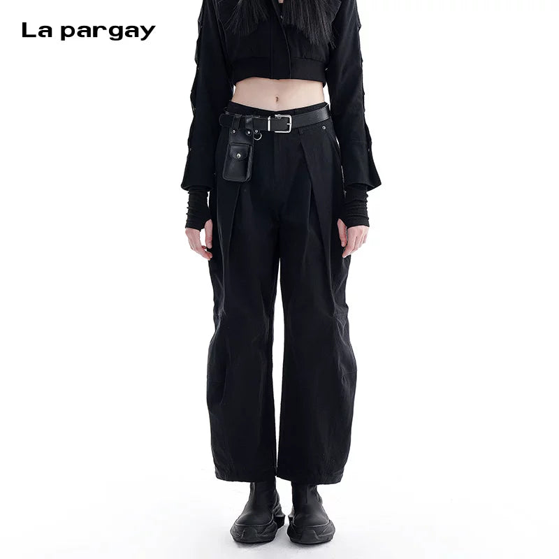 Lapargay pure cotton loose casual pants 2026 spring new style women's personalized design pants