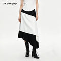 Lapargay Contrast patchwork maxi skirt Elastic high waist Layered hemline L63109109C