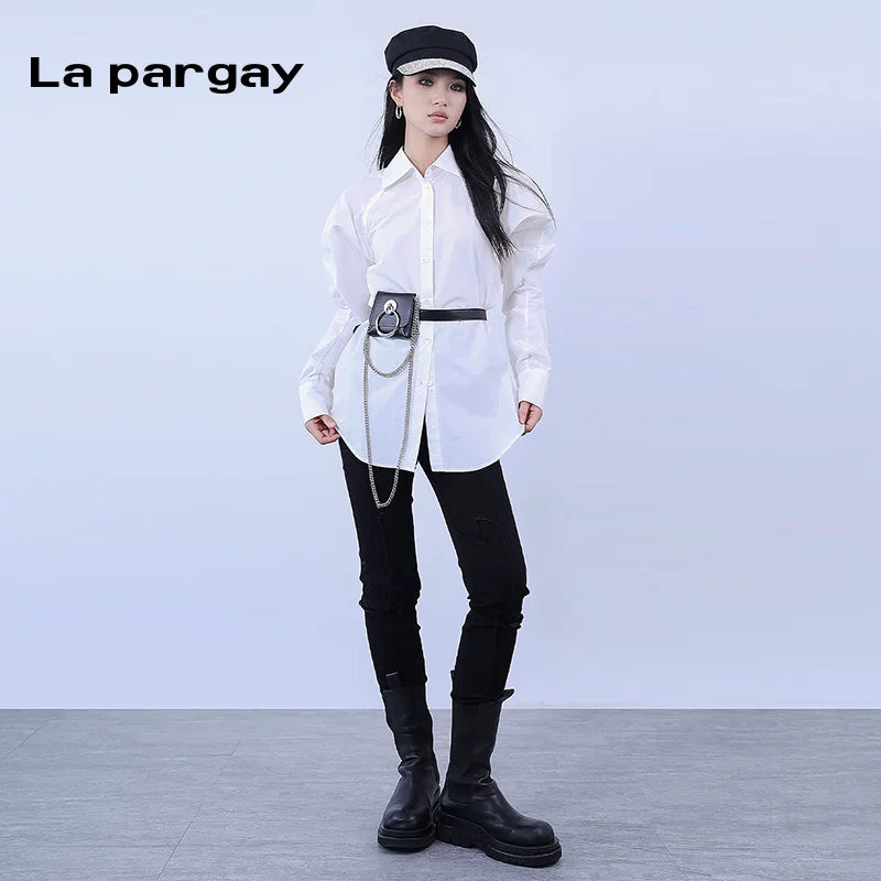 Lapargay High-waist Long Slim Pants 2026 Spring New Women's Black Personality Casual Versatile Niche Pants