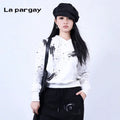 Lapargay Printed Pullover Hooded Long Sleeve Sweatshirt 2026 Spring New Women's Personality Fashion Design Top