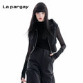 Lapargay Short Vest Jacket 2026 Spring New Women's Black Personality Sleeveless Casual Design Top