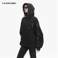 Lapargay high neck hoodie half zipper design drawstring adjustable collar L78101981V