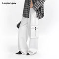 Lapargay [Return to Rationality] Patchwork 3D Pocket Wide-Leg Pants Denim Patchwork L75302616B