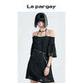 Lapargay Lapargay Summer New Style Women Dress Black White Personality Fashion Off-Shoulder Camisole Dress