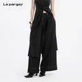 Lapargay  wide-leg casual pants contrast stitching craft neat lines modify leg shape L78202606V