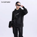 Lapargay Loose Long-Sleeved Hoodie Women 2026 New Style Casual Design Top