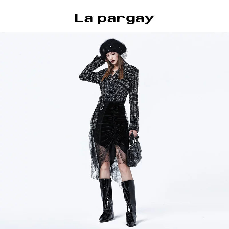 Lapargay Irregular Style Skirt Sweet and Cool Half Skirt 2026 New Trendy Brand Design Mesh Skirt