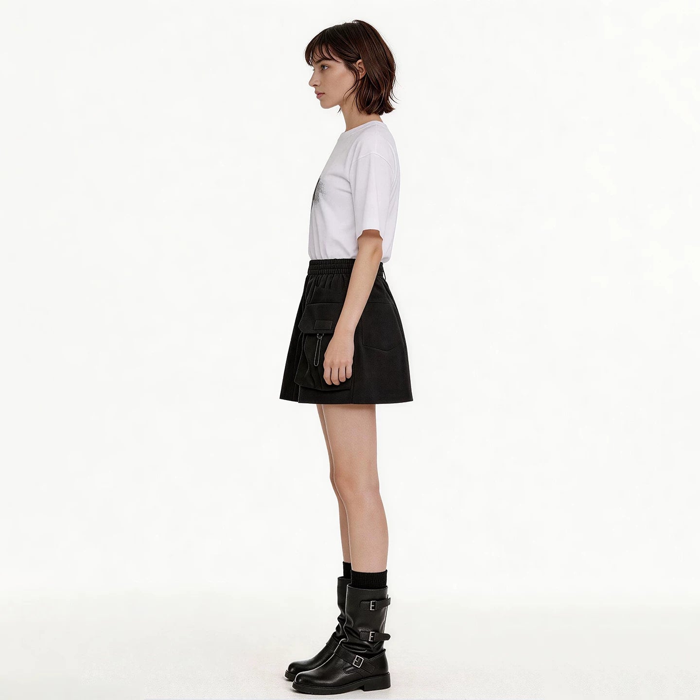 Lapargay Slimming bud A-line short skirt high elastic elastic waist three-dimensional cargo large pocket L75309205C