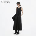 Lapargay Sleeveless Maxi Dress Cinched Waist Drawstring Half Zip Design L78209001C