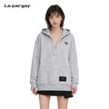 Lapargay Cozy Hoodie Loose Drop Shoulder Simple Embroidery Skin-friendly Comfortable L75401981V