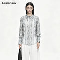 Lapargay Tie-Dye Texture Shirt Three-Dimensional Pleats Versatile for Wearing Alone or Layering L72201004C