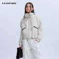 Lapargay Warm Long-Sleeve Hooded Down Jacket 2026 New Style Personality Fashion Casual Top