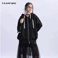 Lapargay 100% Cotton Casual Sweatshirt Autumn New Personality Trend Brand Cardigan Hoodie Design Loose Coat