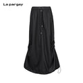 Lapargay Loose silhouette drawstring waist个性工装长款半身裙 L78109101C