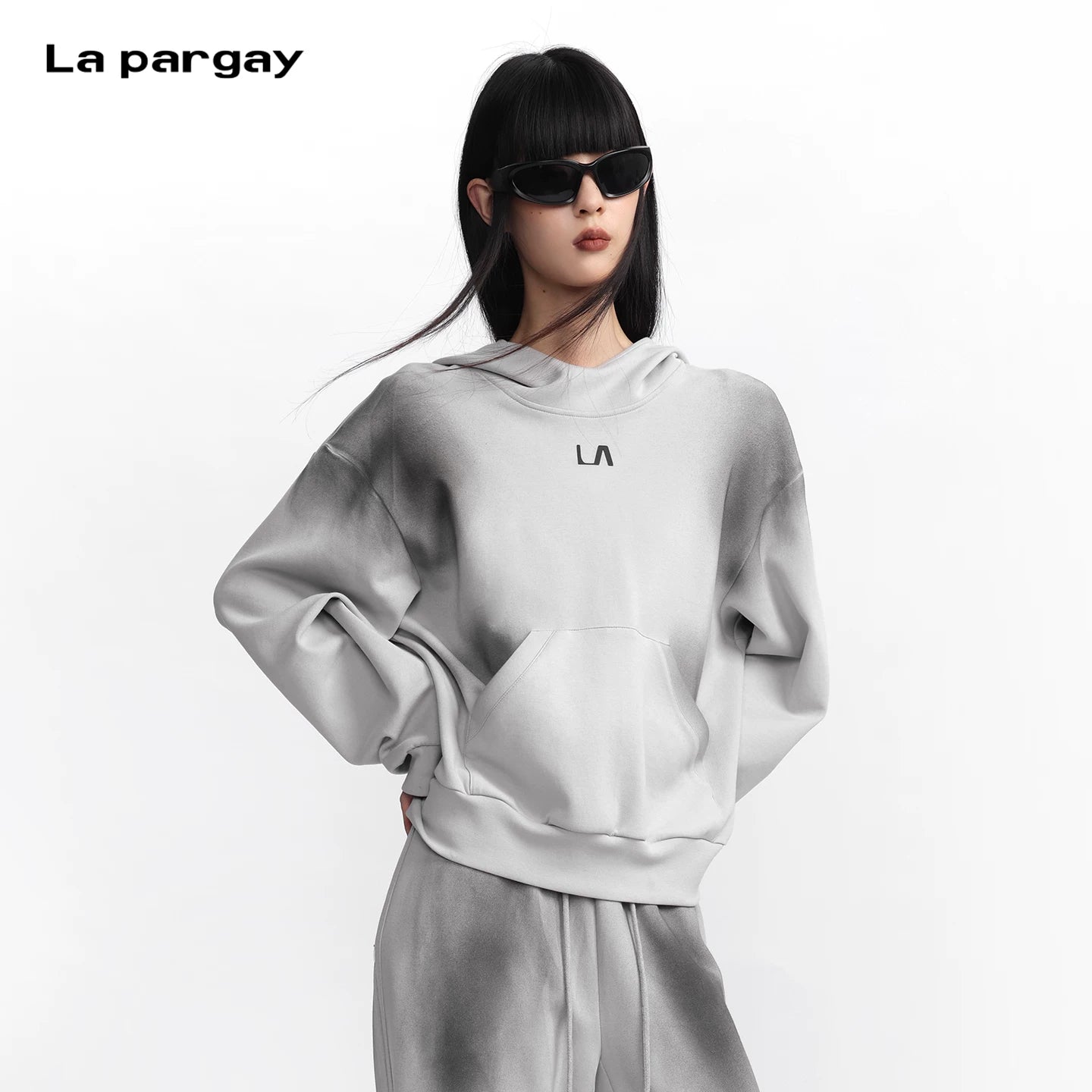 Lapargay 【Strange Paradise】Gradient Draped Hoodie Deep Aesthetic L75301981B