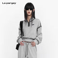 Lapargay 【Strange Paradise】Stand Collar Pullover Short Sweatshirt Line Construction L75301991V
