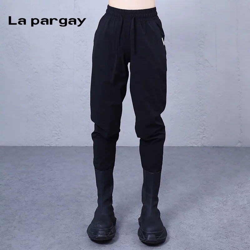 Lapargay Lightweight Comfortable Casual Pants 2026 Spring New Women Black Personality Fashion Design Sense Pants