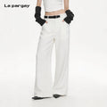 Lapargay 3D Pleated Wide-leg Pants Functional Belt Draped Crisp for Neat Look L75202608C