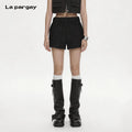 Lapargay Textured Pleated Casual Shorts Elastic Waist Design Adjustable Hem L72102203V