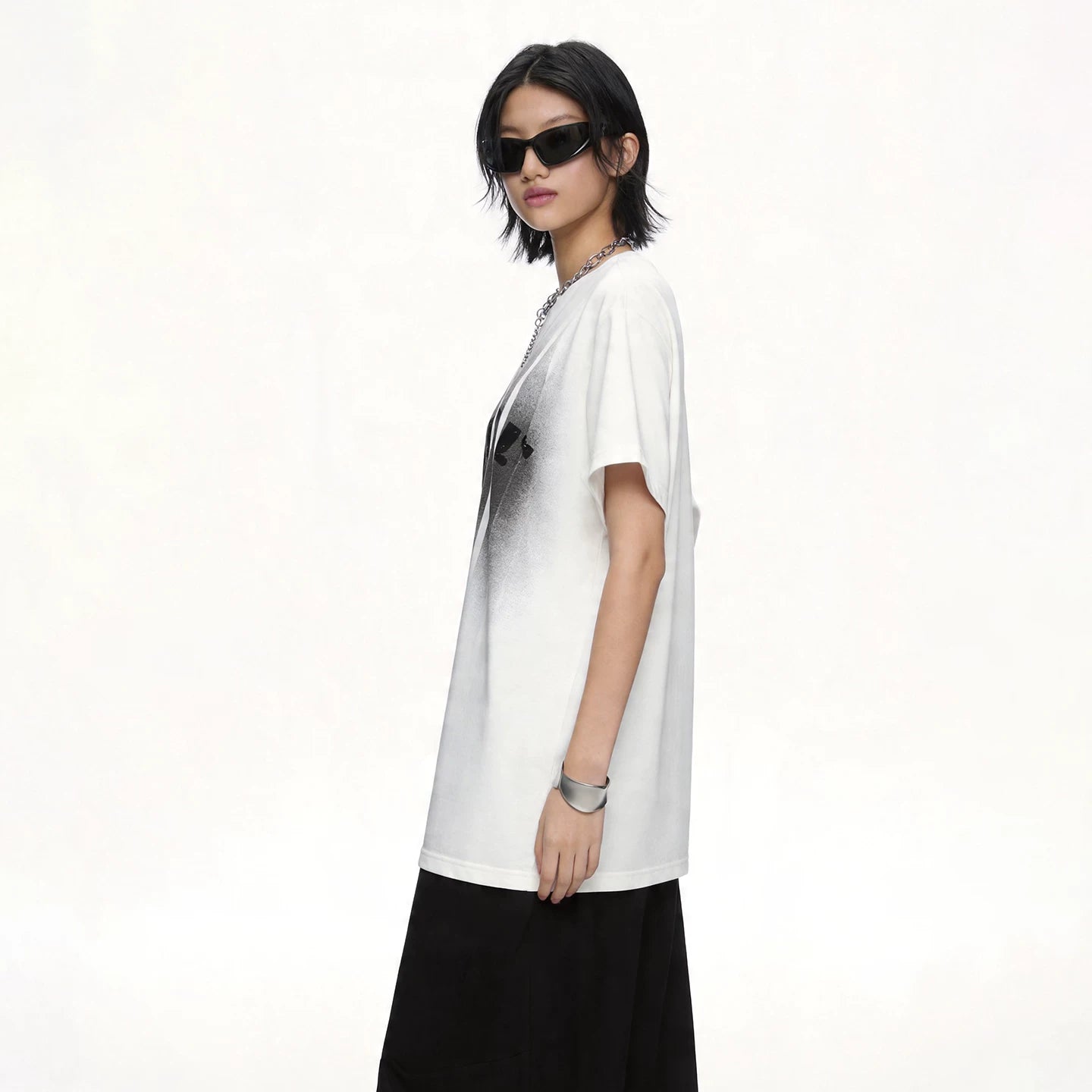 Lapargay Round Neck Short Sleeve T-Shirt Gradient Stripe Print Pure Cotton Skin-Friendly L75200205S