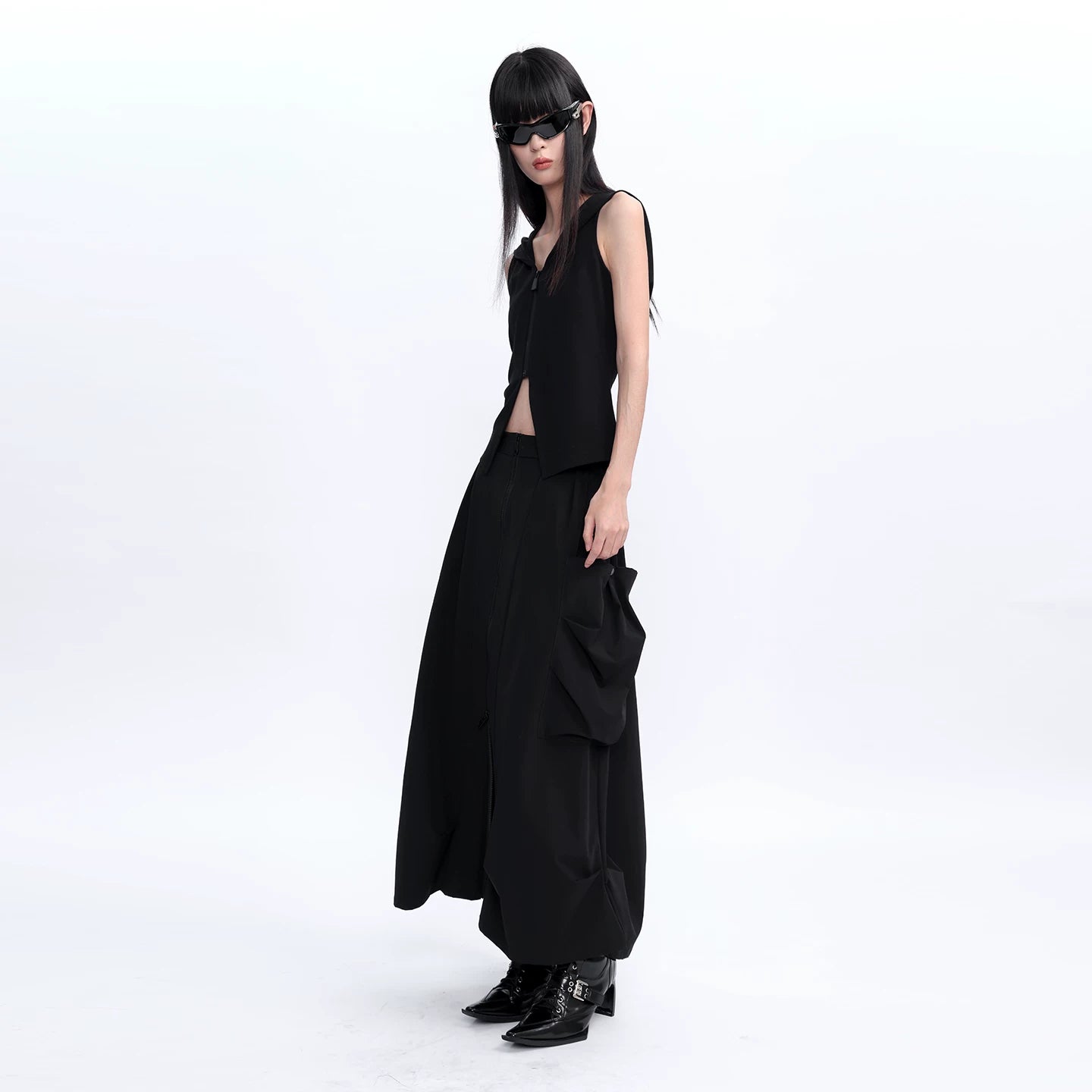 Lapargay 【Street Finale】Dark Tech Zipper Long Skirt Function & Street L75309102V