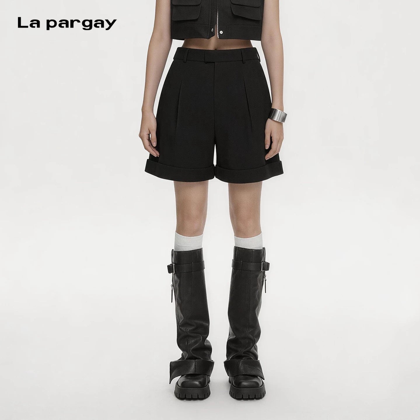 Lapargay Straight-Leg Casual Suit Shorts Neat Cut Flatters All Figures Everyday Versatile L69302301C