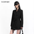 Lapargay 【Return to Reason】Classic Double-Breasted Long Suit Belt Design L75301309V