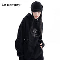 Lapargay Hoodie Dress Spring/Autumn Women's Black Long-Sleeve Pullover Casual Niche Skirt