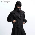 Lapargay [Sleeping Paris] Faux Two-piece Double Zip Jacket High Neck Coat L75301229V
