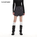 Lapargay Vintage Tweed Wide-Leg Shorts Rivet Hem Modified Long Leg Line L66302225C