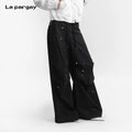 Lapargay [As in a Mirror] Splatter-Ink Drawstring Wide-Leg Pants Handcrafted Texture L75302620S