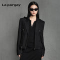Lapargay Functional long-sleeved blazer 2026 spring new women's black simple design sense top
