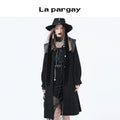 Lapargay Mid-Length Wool Coat 2026 New Women's Black Long Sleeve Loose Casual Coat