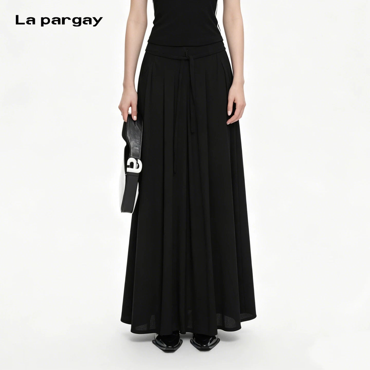 Lapargay waist-tie midi skirt, invisible zipper design, easy to put on and take off, neat L72309116S