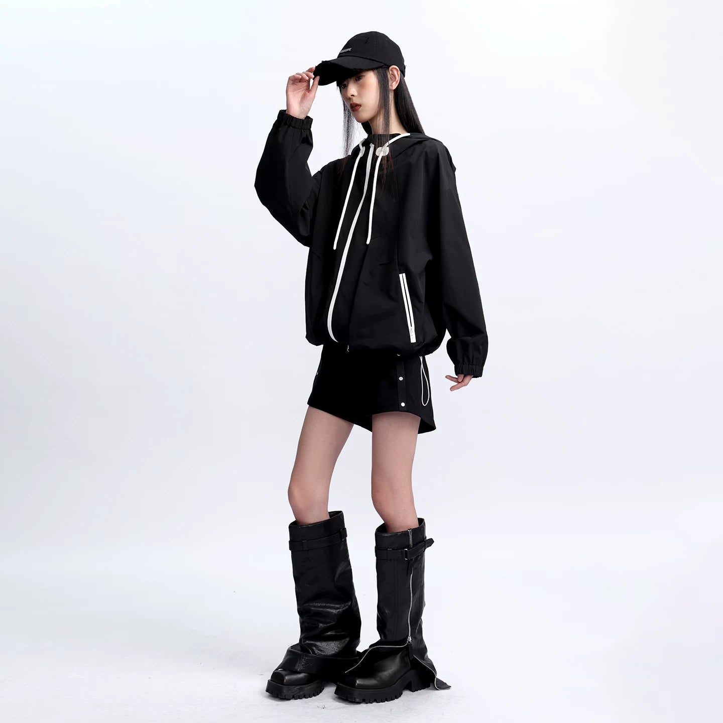 Lapargay 【Alert】Color-Blocking Hooded Windbreaker Loose Silhouette Street Cool L75301222V