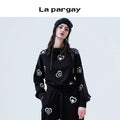 Lapargay Fashionable Mock Neck Sweatshirt Women Autumn Winter New Love Print Loose Jacket Casual Warm Fleece